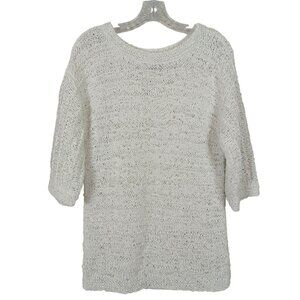Ann Taylor 3/4" sleeve white career see through light weight sweater size Medium